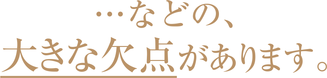 …などの、大きな欠点があります。